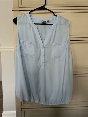 Aqua Sleeveless Popover Blouse - Light Blue